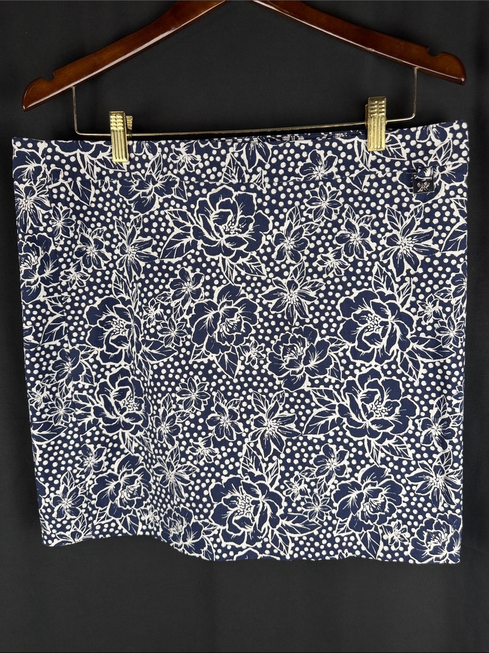 Rafaella Comfort Navy Floral Skort – XL – Built-In Shorts – EUC